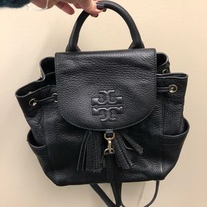 Tory Burch Black mini leather backpack!